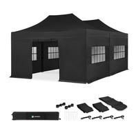 Tente de réception 6x4,5 m noire - 2 tonnelles pliantes avec parois, kit de connexion, étanche & UV 50+ | VONROC