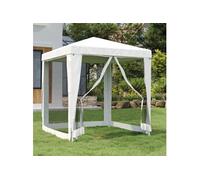 Tente de réception avec 4 parois latérales en maille 2x2m Blanc