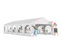 Tente de réception - barnum - Outsunny - 5 compartiments, protection UPF30+, structure renforcée en acier galvanisé - 5x10m - blanc