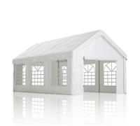 Tente de réception blanche de 3 x 6 m protection UV bâche PE 170 g/m² structure en acier galvanisé peut accueillir 30 personnes