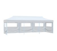 Vidaxl Tente De Réception Escamotable Pliable Avec 5 Parois 3x9m Blanc Blanc