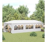 Tente de Réception Extérieure, 3x9 m en Polyéthylène Résistant, Structure Acier Inoxydable, avec Panneaux Latéraux et Fenêtres, Tente de Camping et Événements, Extérieur, Blanc, 9 x 3 x 2.55 m