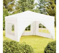 Tente de Réception Pliable, 3x3 m avec Parois Latérales, Toit en Tissu Oxford 210D, Structure Acier, Chapiteau de Jardin Exterieur pour Fêtes, Jardin, Événements, Blanc, 291 x 291 x 245 cm