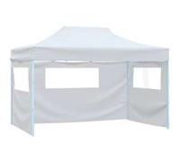 Tente de réception pliable avec 3 parois 3x4 m Acier Blanc Blanc G