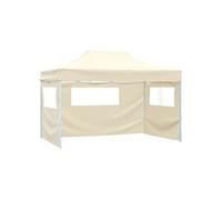 Tente de réception pliable avec 3 parois 3x4 m Acier Crème