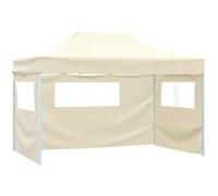 Tente de réception pliable avec 3 parois 3x4 m Acier Crème Crème G