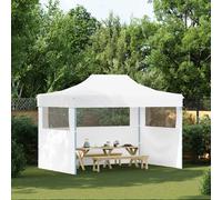 Vidaxl Tente De Réception Pliable Avec 3 Parois 3x4 M Acier Blanc Blanc
