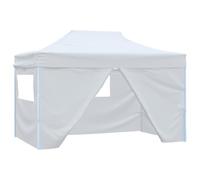 Tente de réception, pliable, avec 4 panneaux latéraux, 3 x 4,5 m, blanc, imperméable, résistant aux UV, cadre en acier, pour jardin, événements, extérieur, canopy gazebo