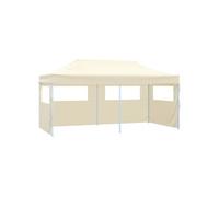 Tente de réception pliable avec 4 parois 3x6 m Acier Crème