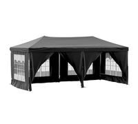 Tente de Réception Pliable avec Parois Latérales, Auvent Rétractable pour Jardin, Terrasse, Pelouse, Protection UV, 580x292x245 cm Noir Tissu Oxford