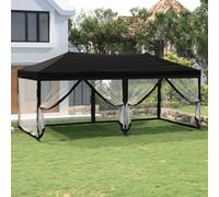 Tente de réception, pliable, avec parois latérales, noir, 3 x 6 m, résistante aux UV et à l'eau, tissu Oxford, pour jardin et événements en extérieur