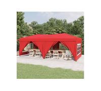 Tente de réception pliable avec parois Rouge 3x6 m