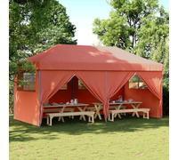 Tente de Réception Pliable, Chapiteau de Jardin Exterieur avec 4 Panneaux Latéraux, Tonnelle Pliante Pop-Up, pour Mariages, Fêtes, Barbecues, Couleur Rouge Terracotta, 580 x 292 x 315 cm