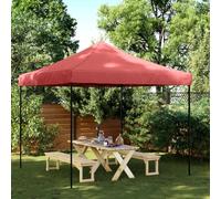 Tente de Réception Pliable, Chapiteau d'Extérieur 3x3m avec Toit Oxford PVC, Structure Acier Renforcé, Tonnelle Pliante pour Jardin, Fêtes, Événements, Couleur Bordeaux, 292x292x315 cm