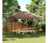 Tente de Réception Pliable, Chapiteau d'Extérieur 410x279x315 cm, Toit en Tissu Oxford Imperméable, Structure Acier Robust, pour Jardin, Événements, Festivals, Marron