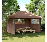 Tente de Réception Pliable, Chapiteau d'Extérieur avec 3 Panneaux Latéraux, Toit en Tissu Oxford Résistant, Design Pop-Up Instantané, pour Jardin, Événements, Festivals,Marron, 410 x 279 x 315 cm