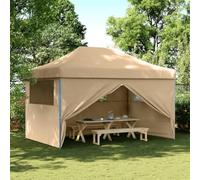 Tente de Réception Pliable, Chapiteau d'Extérieur avec 4 Panneaux Latéraux, Structure Acier et Toit Imperméable, Design Pop-Up, pour Jardin, Événements, Extérieur, Couleur Beige, 440 x 292 x 315 cm