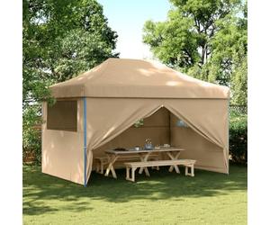 Tente de Réception Pliable, Chapiteau d'Extérieur avec 4 Panneaux Latéraux, Structure Acier et Toit Imperméable, Design Pop-Up, pour Jardin, Événements, Extérieur, Couleur Beige, 440 x 292 x 315 cm