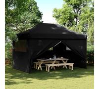 Tente de Réception Pliable, Chapiteau d'Extérieur avec 4 Panneaux Latéraux, Toit en Tissu Oxford Résistant, Design Pop-Up, pour Jardin, Événements, Camping, Couleur Noire, 440 x 292 x 315 cm