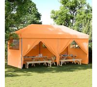 Tente de Réception Pliable, Chapiteau d'Extérieur avec 4 Panneaux Latéraux, Toit en Tissu Oxford Résistant, Structure Acier, Design Pop-Up, pour Jardin, Événements, Camping,Orange, 580 x 292 x 315 cm