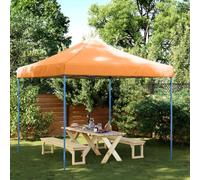 Tente de Réception Pliable, Chapiteau d'Extérieur en Tissu Oxford Résistant, Design Pop-Up Instantané, pour Mariages et Fêtes, Tonnelle Pliante Orange avec Toit PVC, 292x292x315 cm