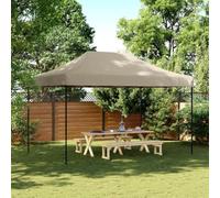 Tente de Réception Pliable, Chapiteau Jardin Exterieur Pop-Up, Tonnelle Pliante avec Toit Oxford PVC, Structure Acier, pour Mariages, Fêtes, Jardins, Couleur Taupe, 440x292x315 cm