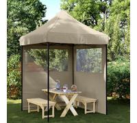 Tente de réception Pliable escamotable avec 2 parois latérales en Tissu Oxford Polyester, Cadre Acier Enduit de Poudre, 200x200x306 cm pour Jardin terrasse Camping extérieur Protection