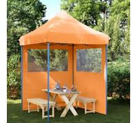 Tente de réception Pliable escamotable avec 2 parois latérales en Tissu Oxford Polyester, Cadre Acier Enduit de Poudre, 200x200x306 cm