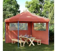 Tente de réception Pliable escamotable avec 2 parois latérales en Tissu Oxford Polyester et Cadre Acier Enduit pour Jardin terrasse Camping extérieur Protection Soleil Pluie