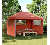 Tente de réception Pliable escamotable avec 3 parois latérales en Tissu Oxford 410x279x315 cm Acier Enduit de Poudre pour Jardin terrasse Camping extérieur Protection Pluie Soleil