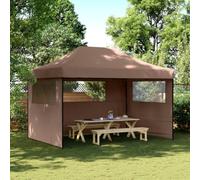 Tente de réception Pliable escamotable avec 3 parois latérales en Tissu Oxford et Cadre Acier Enduit de Poudre 410x279x315 cm pour Jardin terrasse Camping extérieur Protection Soleil Pluie