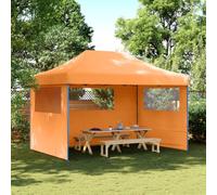 Tente de réception Pliable escamotable avec 3 parois latérales en Tissu Oxford et Cadre Acier Enduit, idéale pour Jardin terrasse Camping extérieur, Protection Soleil Pluie UV