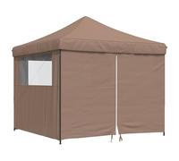 Tente de réception Pliable escamotable avec 4 parois latérales en Tissu Oxford 292x292x315 cm Cadre Acier Noir pour Jardin terrasse Camping extérieur Protection Pluie Soleil UV