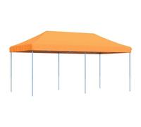 Tente de réception Pliable escamotable Orange en Tissu Oxford 580x292x315 cm avec Cadre Acier Enduit de Poudre pour Jardin terrasse Camping extérieur Protection Soleil Pluie