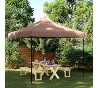 Tente de réception Pliable Marron 292x292x315 cm, abri Pliant en Acier et Polyester, tonnelle Pop-up rétractable pour Jardin terrasse Camping extérieur, Protection Soleil Pluie UV