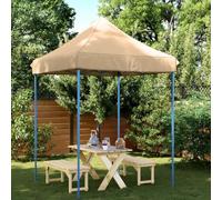 Tente de Réception Pliable, Pop-Up 200x200x306 cm, Toit Oxford PVC, Structure Acier Thermolaqué, Chapiteau de Jardin Exterieur, pour Mariages, Fêtes, Festivals, Couleur Beige et Bleu
