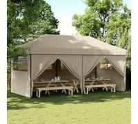 Tente de réception pliable pop-up avec 4 panneaux latéraux taupe, 580 x 292 x 315 cm, tissu Oxford, cadre en acier revêtu par pulvérisation, pour événements en extérieur, mariages, fêtes, festivals