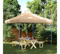 Tente de Réception Pliable, Pop-Up avec Toit en Tissu Oxford, Structure Acier Thermolaqué, Chapiteau de Jardin Exterieur, pour Mariages, Fêtes, Jardins, Couleur Beige et Bleu, 292x292x315 cm