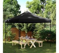 Tente de réception pliable pop-up noire, 292 x 292 x 315 cm, tissu Oxford imperméable avec revêtement en PVC, structure en acier robuste, chapiteau d'extérieur pour événements, jardin et plage