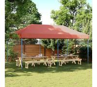 Tente de réception pliable pop-up, rouge terre cuite, 580 x 292 x 315 cm, tissu Oxford avec revêtement en PVC, structure en acier robuste pour événements en plein air, grandes fêtes de famille