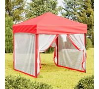Tente de réception, pliable, rouge, 2 x 2 m, avec parois latérales, tissu Oxford résistant aux UV et imperméable, cadre en acier stable, pour le jardin et les événements en plein air