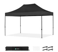 Tente de réception pliante 3x4,5 m noire - tonnelle easy-up, étanche 3000 mm & UV 50+ | VONROC