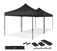VONROC Tente de réception - 6x3 m - Pliante - Protection UV 50+ -Imperméable - Ensemble INCL. 2 tentes de Fête et 1 Kit de Connexion -Design Modulaire - Cadre en Acier - Noir -Sac de Rangement Inclus