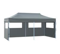 Tente de réception professionnelle pliable 3 x 6 m anthracite gazebo d'extérieur en acier étanche avec 4 parois latérales, idéale pour le jardin, les mariages et les événements