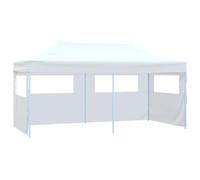 Tente de réception professionnelle, pliable, 3 x 6 m, cadre en acier, tissu Oxford 600D blanc avec revêtement en PVC, auvent d'extérieur résistant aux UV et à l'eau, avec 4 parois latérales, pour
