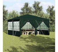 Tente de réception, verte, 4 x 4 m, en polyéthylène imperméable, protection UV, cadre en acier galvanisé, avec 8 parois latérales amovibles pour jardin, terrasse, événements
