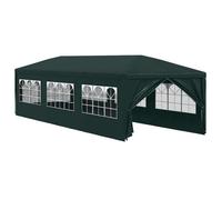 vidaXL Tente de réception 3 x 9 m Vert – Polyéthylène, Acier, résistante aux UV