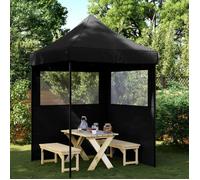 vidaXL Tente de réception pliable escamotable 2 parois latérales imperméable 4 places Noir