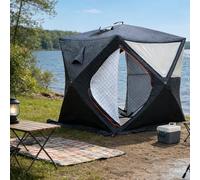 Tente de sauna d'extérieur portable pour 3 à 4 personnes, design à ouverture rapide toutes saisons, tente de pêche à glace isolée pliable avec poêle et cheminée pour le camping ou la maison