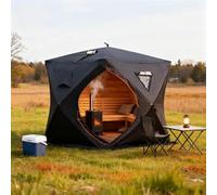 Tente de sauna d'extérieur portable pour 3 à 5 personnes, abri de pêche sur glace isolé avec aération de fumée, bidon de camping thermique à 3 couches pour jardin, jardin et pêche en hiver
